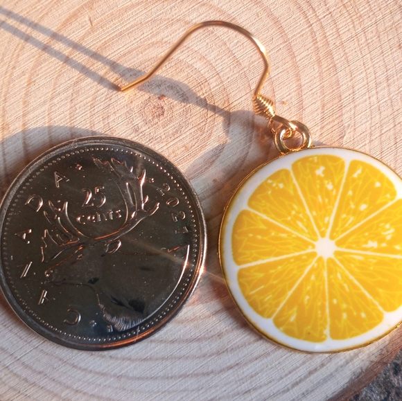 Large Lemon Slice Earrings - Picture 3 of 3